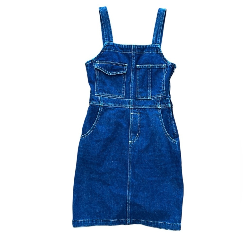 Eve indigo Denim Premium Bib Overalls Skirtal Dress Sz XS USA $265 NEW